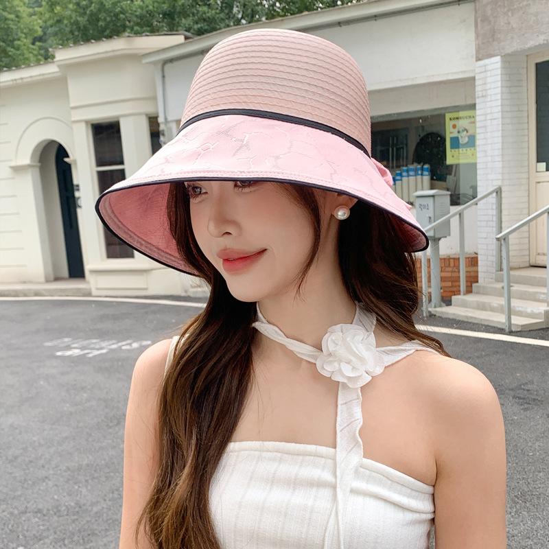 Summer New Hat Women Spring and Summer Travel Sun Protection Sun Hat Temperament Bow Sun Hat Bucket Hat