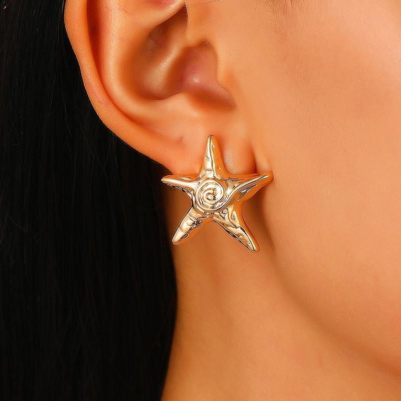 1 Set Alloy Jewelry Accessories  Simple Marine Life Starfish Pendant Necklace Earrings Ring For Women Gifts For Lover