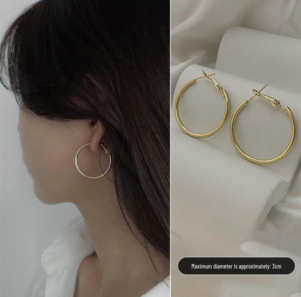 Liu Yifei Inspired S925 Silver Large Hoop Earrings - Elegant Light Luxury Style for Women