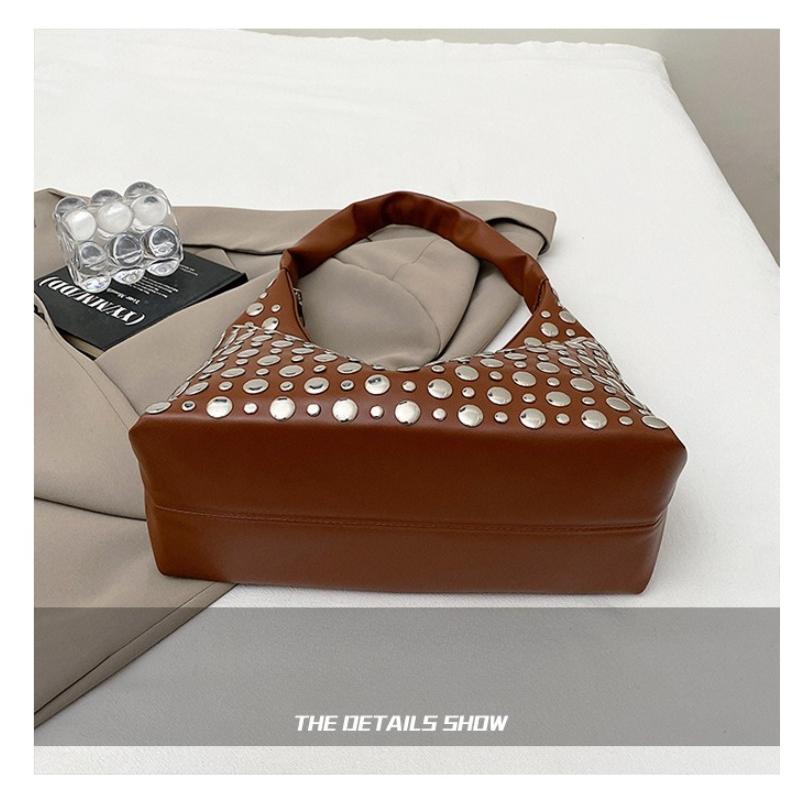 Borsa a Spalla da Donna con Texture di Alta Gamma, Tendenza alla Moda, Borsa Sottobraccio con Borchie, Stile Ragazza Dolce e Cool Piccante, Borsa da Pendolari di Grande Capacità