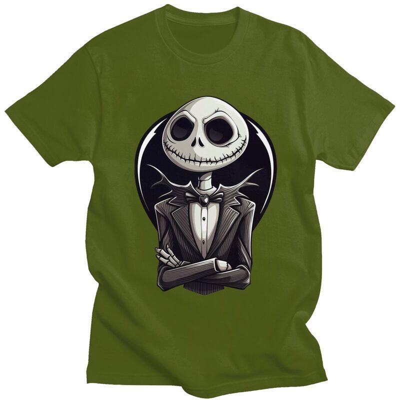 

Custom Jack Skellington Men T Shirt Soft Cotton Tees Living Skeleton Tshirt Short Sleeve Fashion T-shirt Clothing 4XL