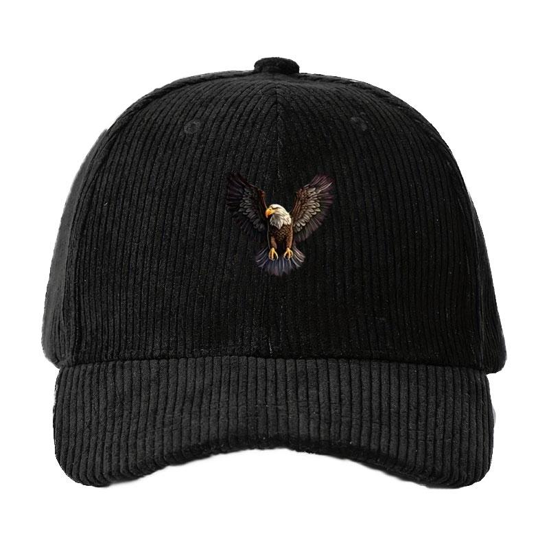 Corduroy Baseball Cap Men American Eagle Design Patriotic Wildlife Sun Hat Adjustable Dad Cap Bold Style Outdoor Adventure Hat Trendy Fashionable