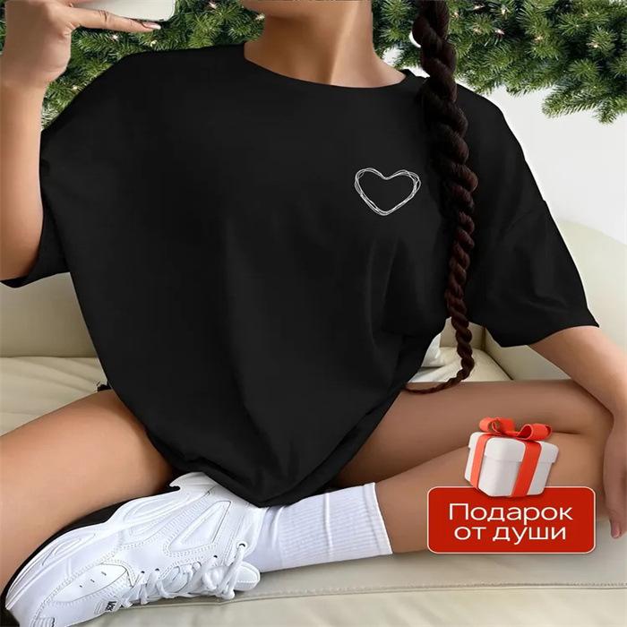 Summer Round Neck Printed Short Sleeved Fashionable Casual Cute Women's T-shirt