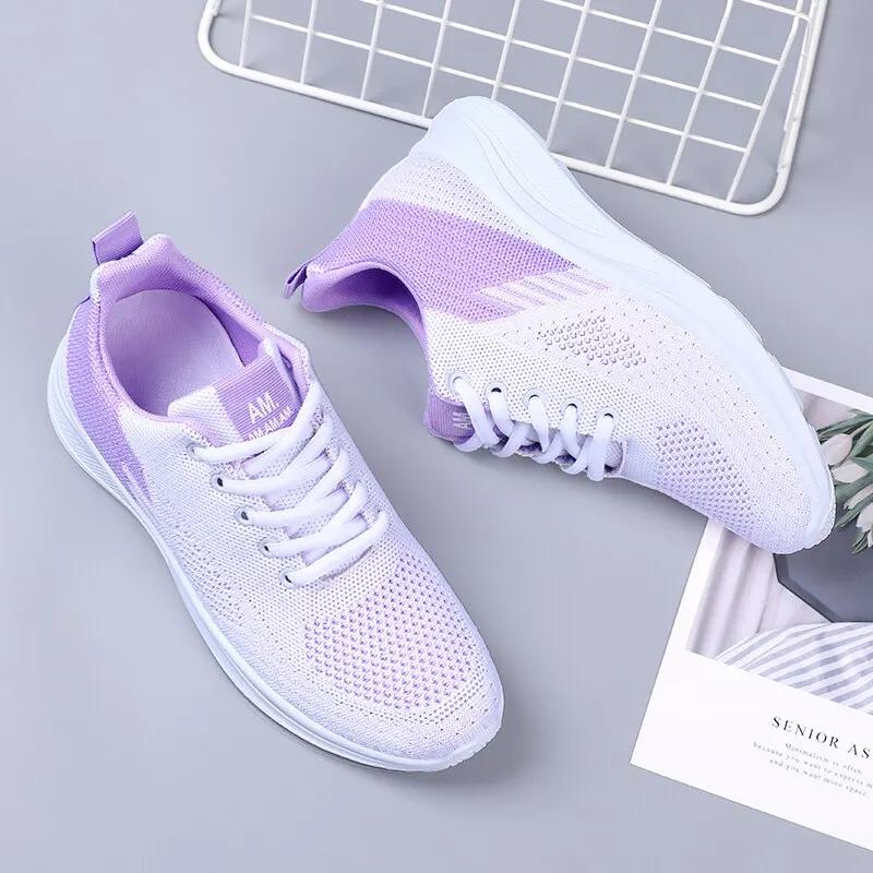 Jarní nové dámské flying weave síťované sportovní ležérní lehké měkké běžecké boty Chaussure Femme Zapatillas Mujer Female