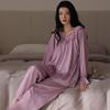 Spring and autumn new simulated silk pajamas women's thin high-end long-sleeved ice silk loungewear can be worn outside the suit