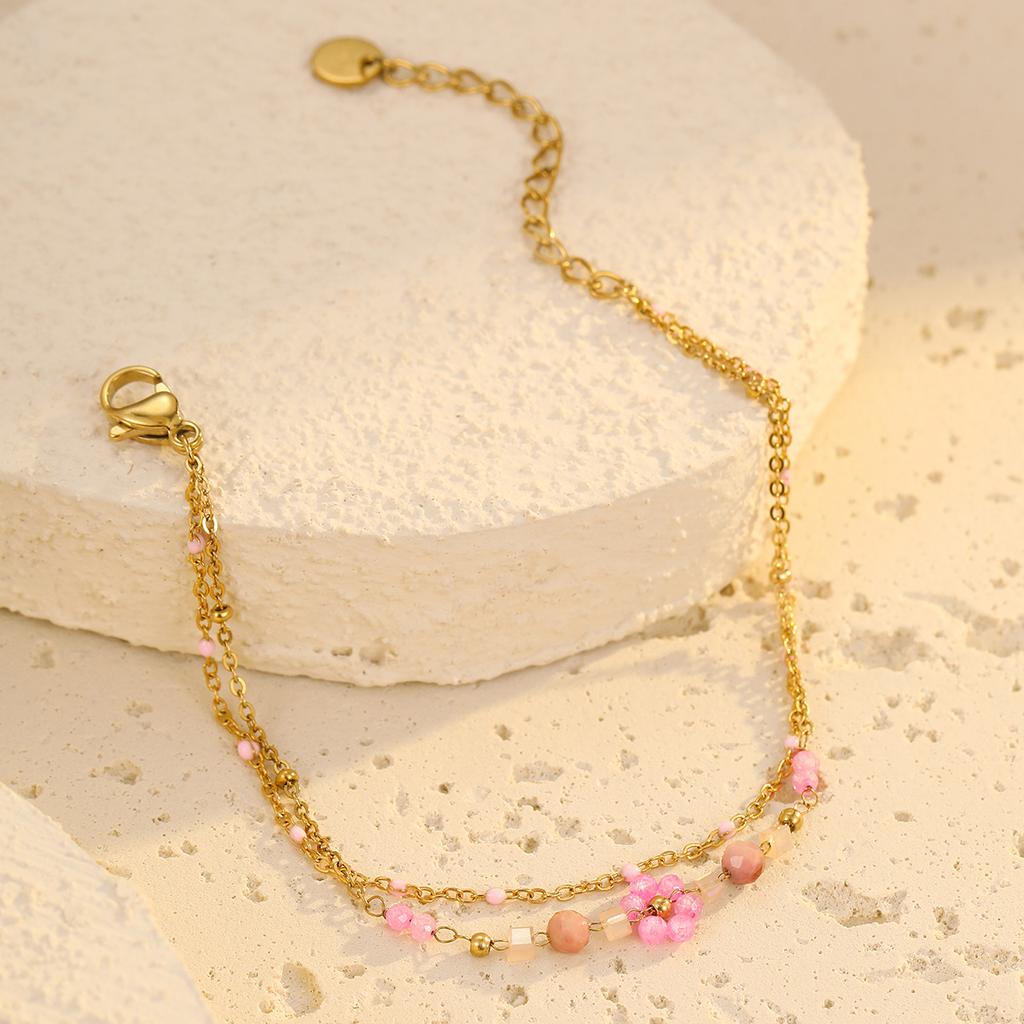 GEMCHIC Women's Colorful Flower Beaded Bracelet Fashion Simple Luxury Jewelry