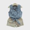 Kids' Summer Korean Floral Boho Sleeveless Vest & Shorts Set for Baby Girls (0-4 Years)