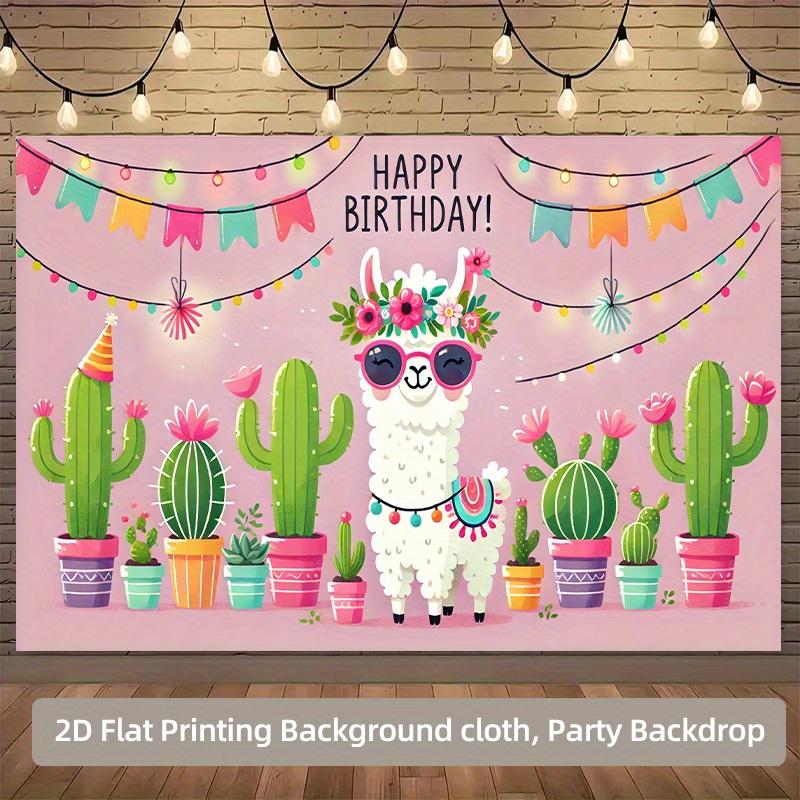 2D plane flowered camel cactus birthday background cloth for party decoration suitable for families polyester fiber