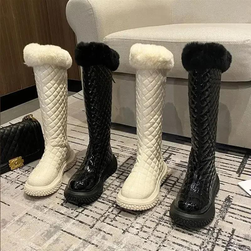 On Slip Winter Knee High Shaft Long Ladies Shoes Plus Warm Women's Snow Boots Boot Sale Pu Spring 2024 Furry Trend Work Anti Hot