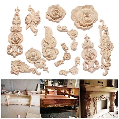 Furniture Parts Wooden Figurines Crafts Corner Appliques Frame Wood Carved Woodcarving Decorative