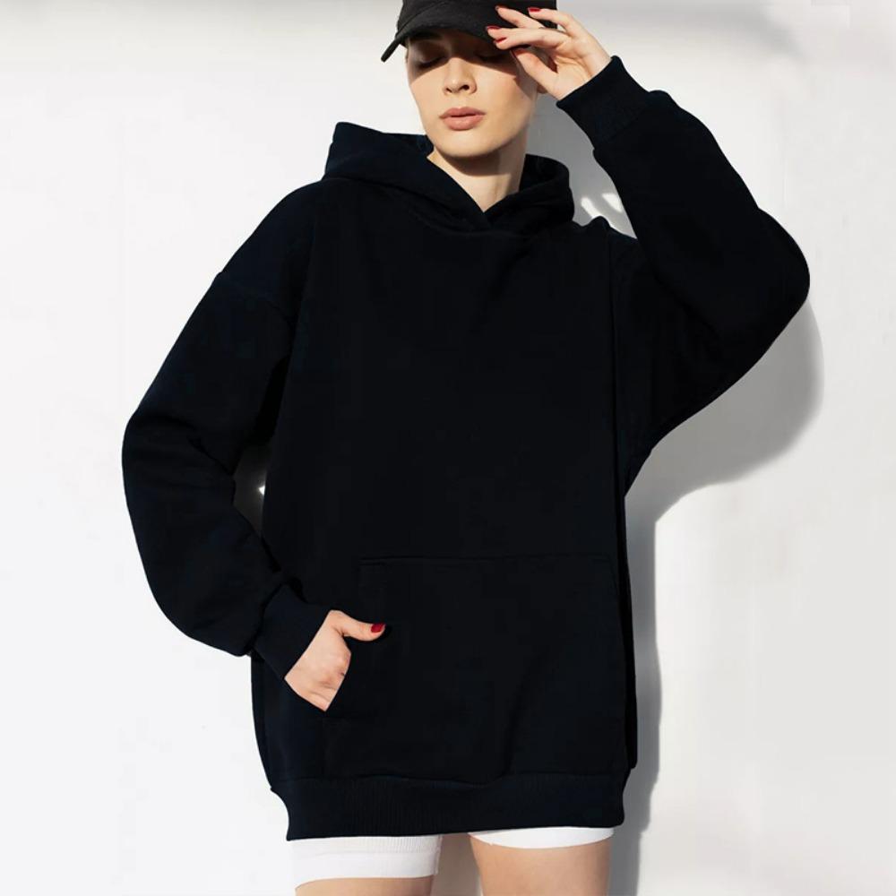 Women's Long Sleeved Hooded Sweatshirt with Loose Fitting Top