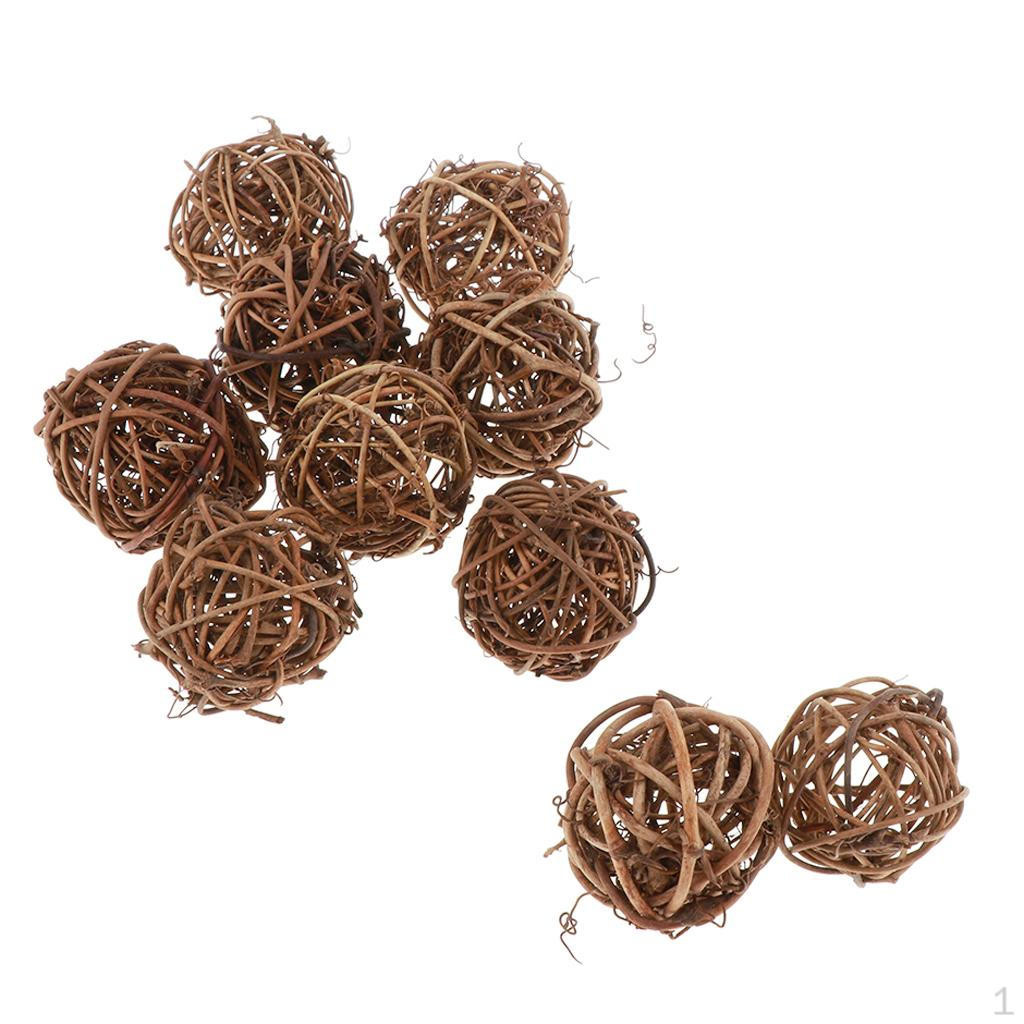 10 Pack Natural Rattan Balls in 3 Colors for DIY Crafts And Decorations