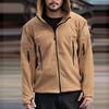 Men Jacket Solid Color Hooded Long Sleeve Fleece Slim Multi Pockets Windproof Hoodie for Outdoor