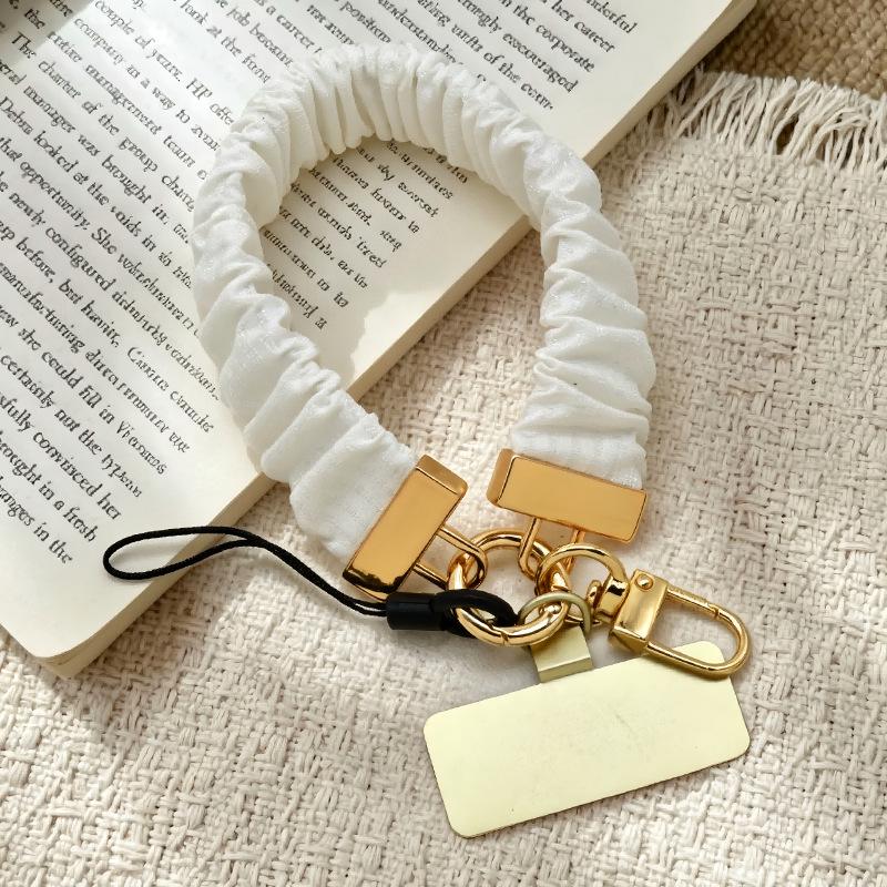 Women's Summer Pleated Phone Lanyard & Wrist Strap - Elegant Charm & Chain