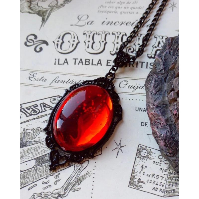 Gothic Vampire Necklace Vintage Stardust Cameo Pendant Necklace Punk Style Vampire Pendant Oval Satanic Demon Necklace