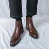 Men Brown Chelsea Motorcycle Boots Casual Outdoor Black Formal Business High Boots Large Size