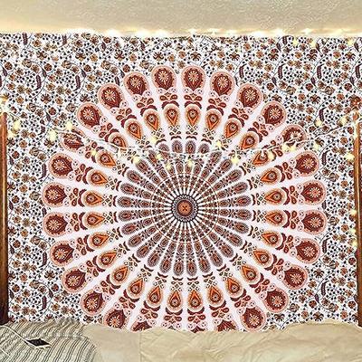 Ταπετσαρία κρεβατιού ινδικής χίπης Bohemian Psychedelic Mandala σε τοίχο