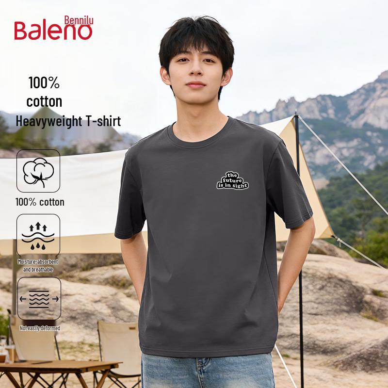 Baleno Men s Trendy Pure Cotton Loose Fit Round Neck Print T-Shirt M