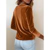 Women's Solid Color Velvet Long Sleeve T-shirt, Sexy Cowl Neck Casual Top