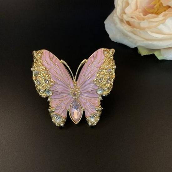 Vintage Gold-Plated Enamel Butterfly Ring - Large, Exaggerated Design for Women (Autumn/Winter Jewelry)