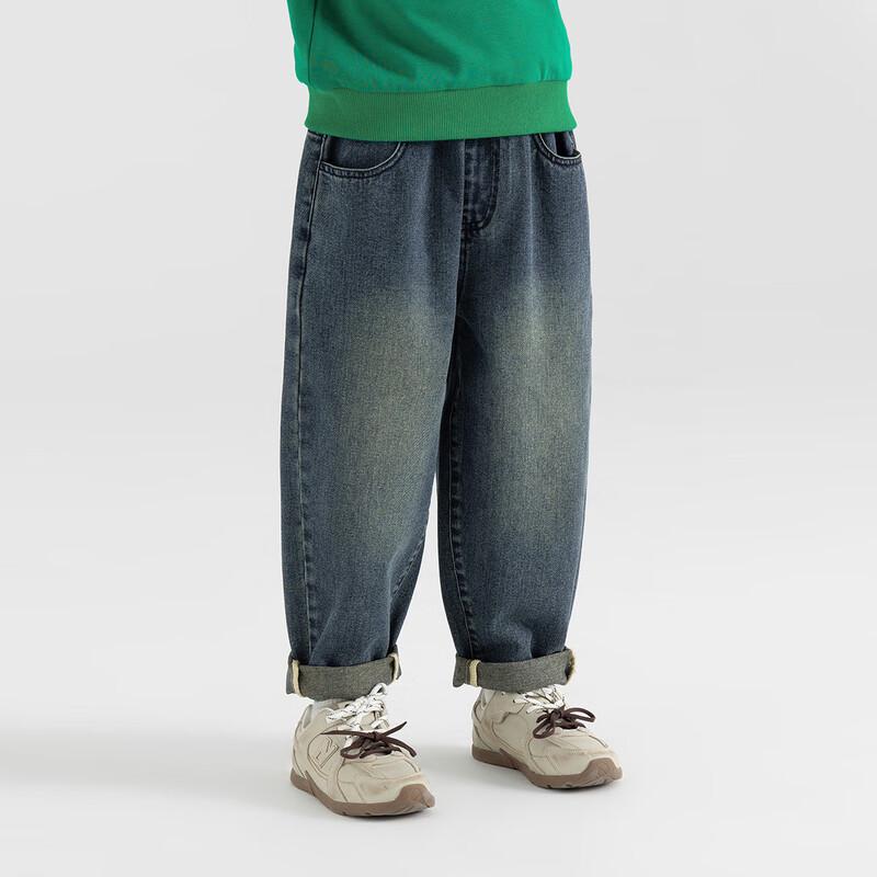 Boys' Retro Loose Fit Washed Denim Jeans