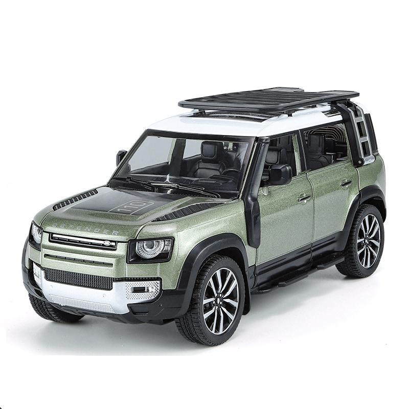 

1/24 Позашляховик Range Rover Defender Модель автомобіля з алюмінієвого сплаву Лита імітаційна металева іграшка Позашляховики Модель автомобіля Звук і світло Дитячий подарунок зелений