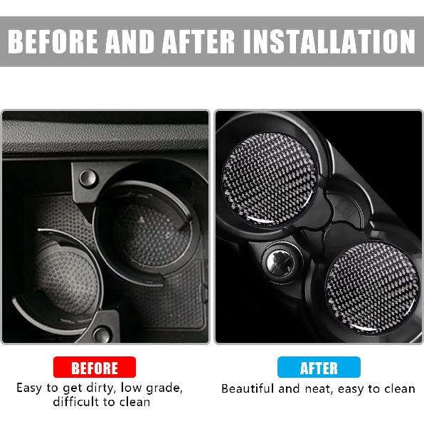 Car Cup Holder Coaster, 2 PCS Carbon Fiber Non-Slip Embedded Coasters, Universal 2.75 Inch Cup Holder ert Coaster Pad, Non-Slip Bottle Pad Embedded