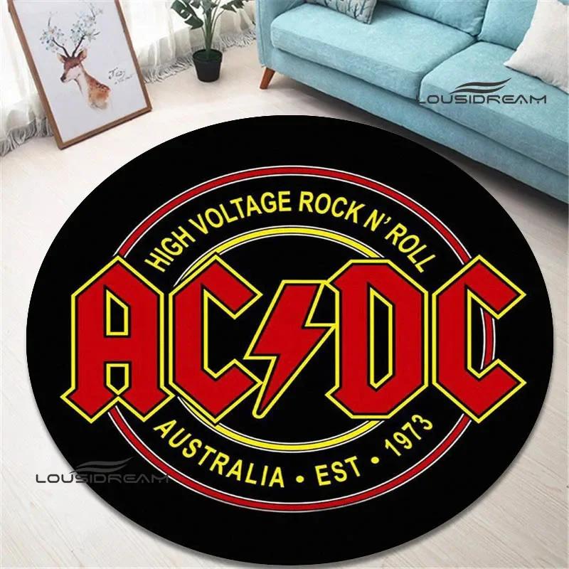 3D Rock Band AC/DC Retro Printed Round Carpet Bedroom Beautiful Carpet Non -slip Door Pad Floor Mats Area Rug Birthday Gift