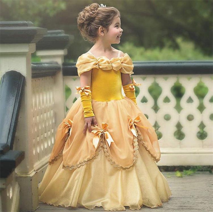 Girls' Belle Princess Cosplay Dress - Formal Halloween & Christmas Outfit