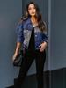 European-American Leopard Print Patchwork Ripped Denim Jacket - Women's Casual Autumn Fashion.