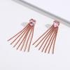 Versatile Japanese-Korean Gemstone Chain Earrings: Trendy Long Pendant Style for Women