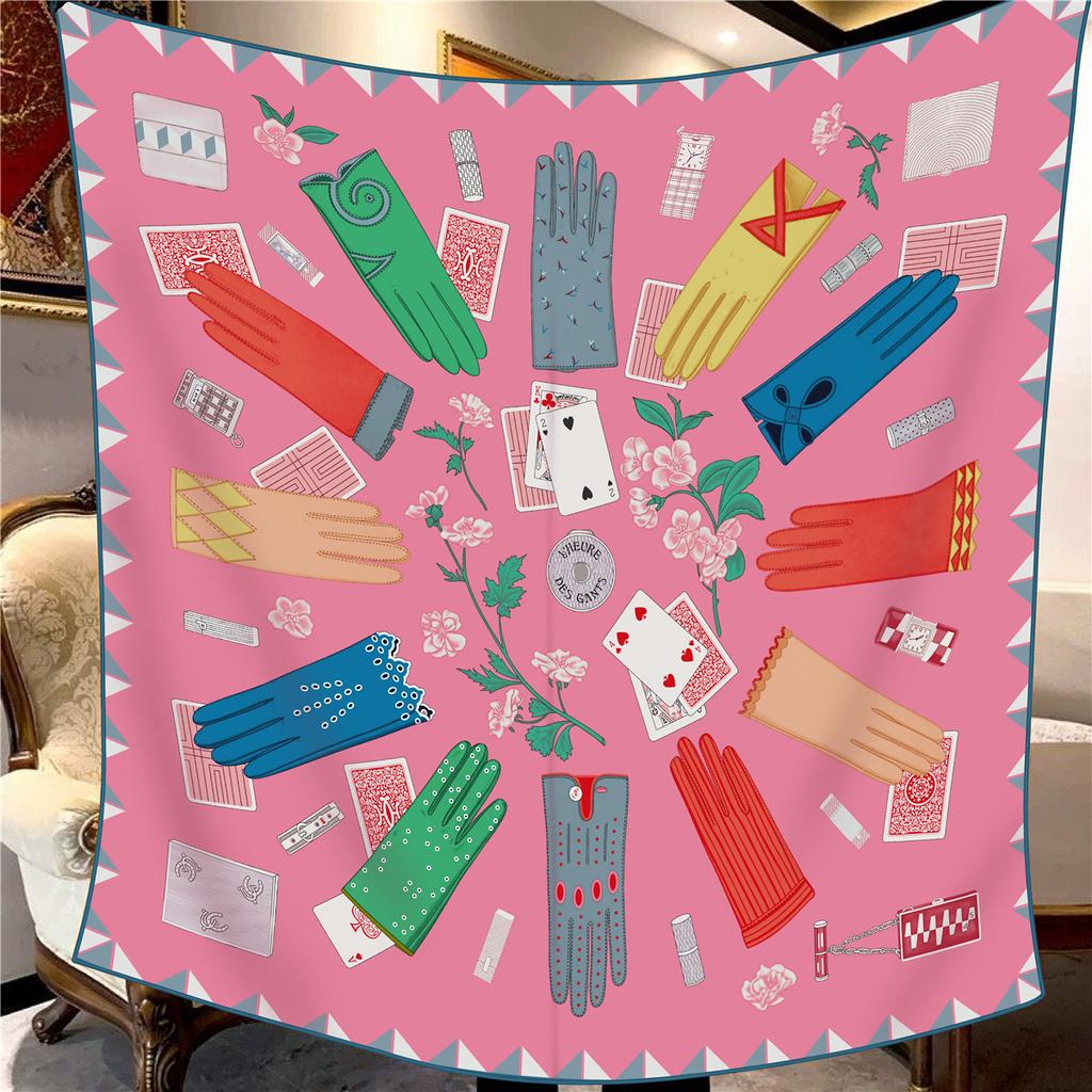 Sciarpa Quadrata da Donna in Finta Seta e Lana 110X110M Elegante Chic Lusso Regalo di Natale Compleanno Festa Ufficio Wrap Quotidiano