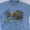 Vintage Alaska Grizzly Bears Fishing Stream Shirt Mens Large Wildlife Nature 90s