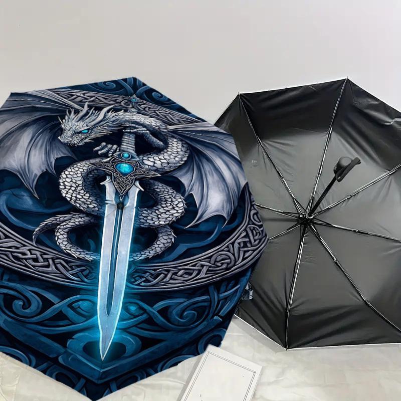 1PC Dragon Sword Umbrella-8-Rib Reinforced, Automatic Open, Lightweight & Durable, Fashion Accessory for Outdoor, H0374