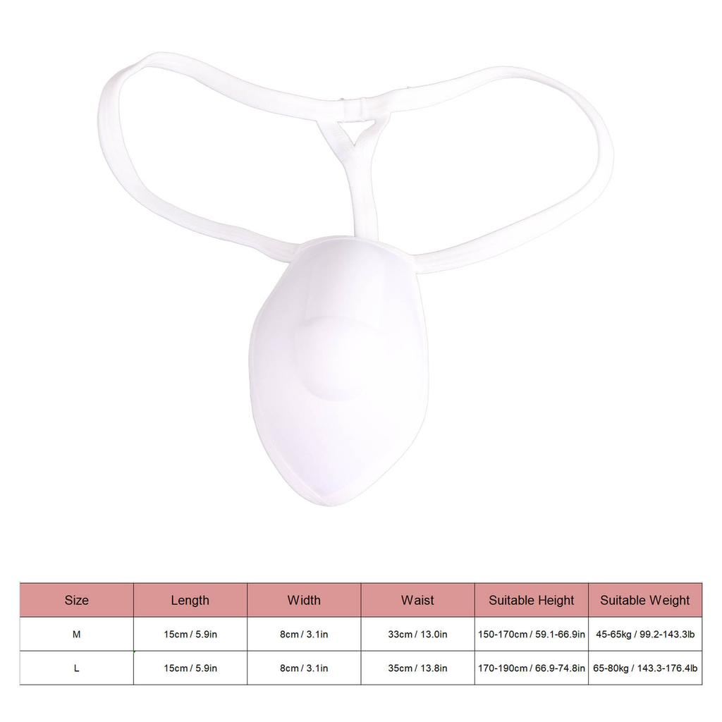 Men Bulge Cup Soft Polyester Cotton Stereo Shape Bulge Covering Up Underwear Cup with Strap White