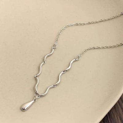 Light Luxury  Irregular Water Drop Pendant Necklace For Women Girls Advanced Sense Exquisite Clavicular Chain Gifts
