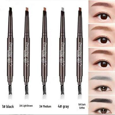 Crayon à sourcils double extrémité avec brosse: Rechargeable, Automatique, Pointe Triangulaire - Résistant à l'eau et à la sueur, Disponible en 5 couleurs.