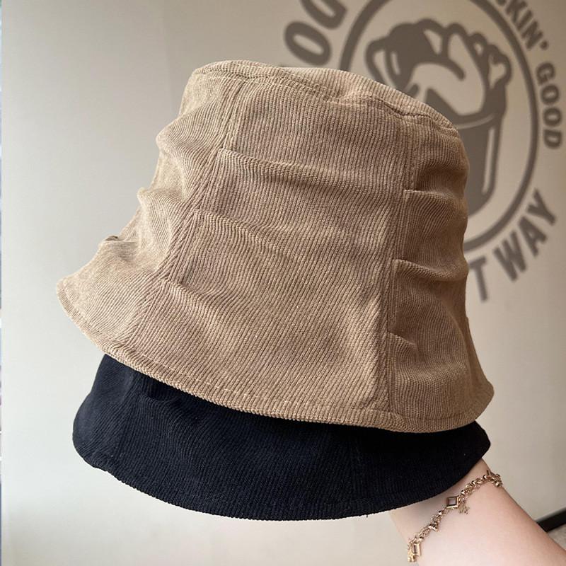 Vintage Corduroy Fisherman Hat With Wrinkled Design For Casual Spring And Fall Wear