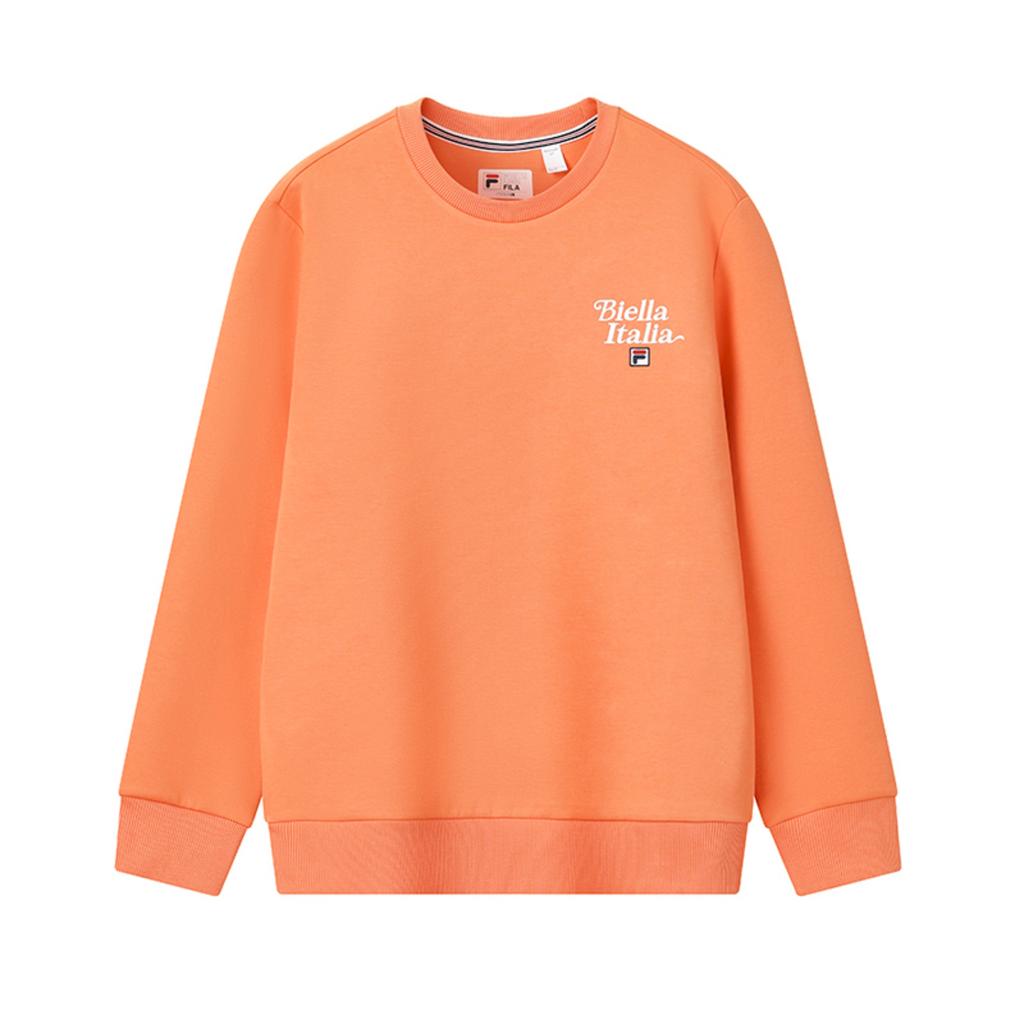 FILA Heritage Fashion Simple Classic Basic Casual Comfortable Versatile Knit Crewneck Sweatshirt Men sweatshirt Bright-Orange F11M618202FOR