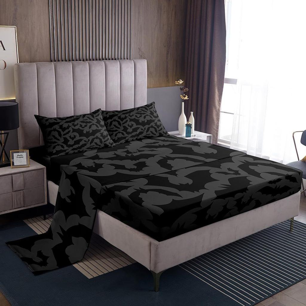 Halloween Theme Pattern Mattress Four-piece Bedding Set Bedroom Dormitory Bedding Decoration