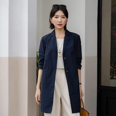 YUN Women's Classic Temperament Mid-Length Trench Coat - 2025 Autumn Slimming Petite Fit