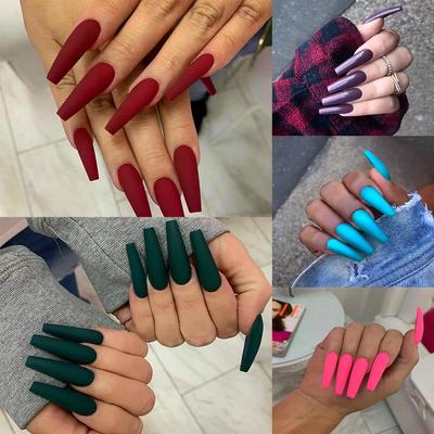 24 Stück/Karton Künstliche Sarg-Maniküre-Werkzeuge Nagelspitzen Ballerina Falsche Nägel Fake Nails Tragbar