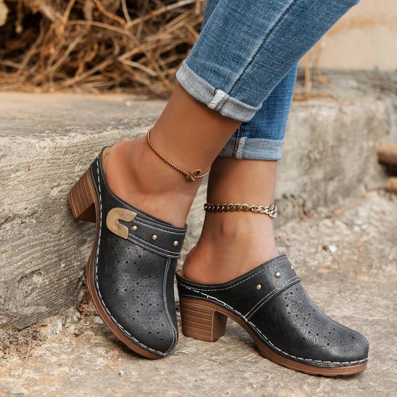 Women's Plus Size Closed Toe Platform Sandals, Chunky Heel Summer Dress Shoes