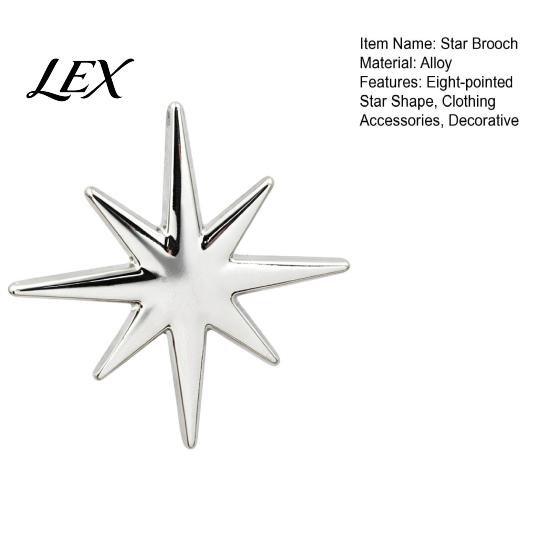 Elegant Star Pin Alloy Eight-pointed Brooch Pin, Shape Decorative Jewelry, Vintage Clothing Accessory for Suits Coats Scarves Shawls Bags Metal