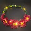 Luminous Flower Crowns Simulation Rose Flower Glowing Wreath Vintage Wreath Headband  For Bride
