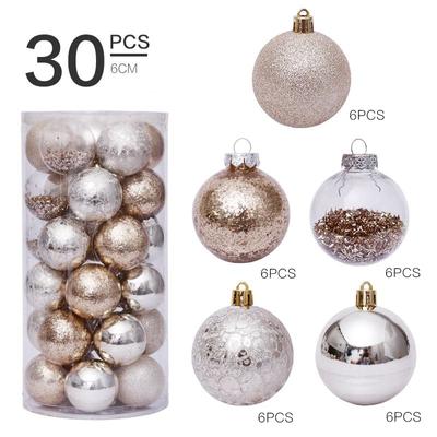 30 Pièces Boules Décorations d'Arbre de Noël Pendentifs à Suspendre Décorations Couleurs Assorties Fête Décoration Nouvel An
