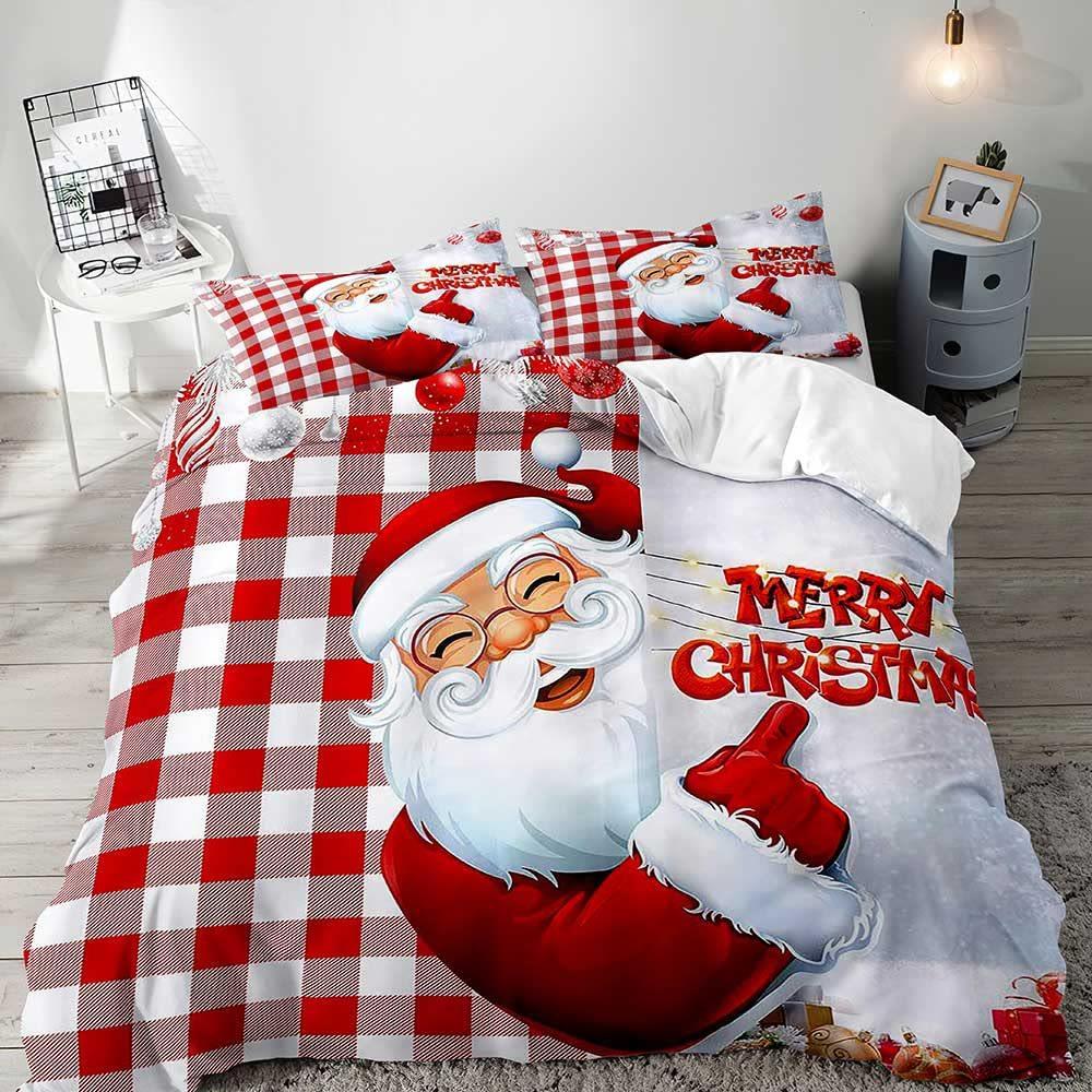 Christmas Cute Dwarf Three-Piece Quilt Cover 3D Digital Printing Bedding Set