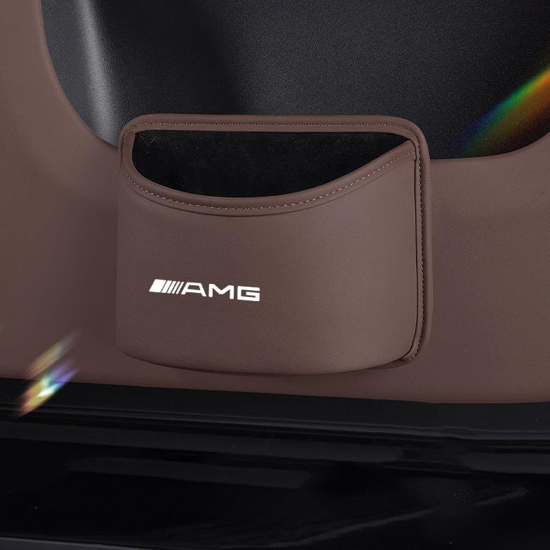 ZGAP4 Leather Car Door Trash Bin Hanging Garbage Storage Barrel For Benz AMG A C E S G Class W201 W210 W108 W204 W205 W203 Accessories