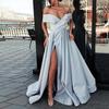 Women's 2025 Summer Satin Deep V-neck Evening Dress - Multi-color European & American Style