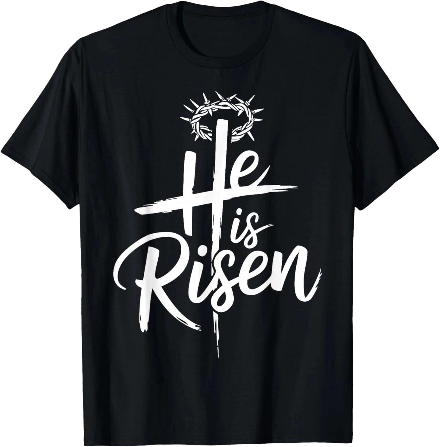 He is Risen Jesus Cross for Religious Christian Easter T shirt S